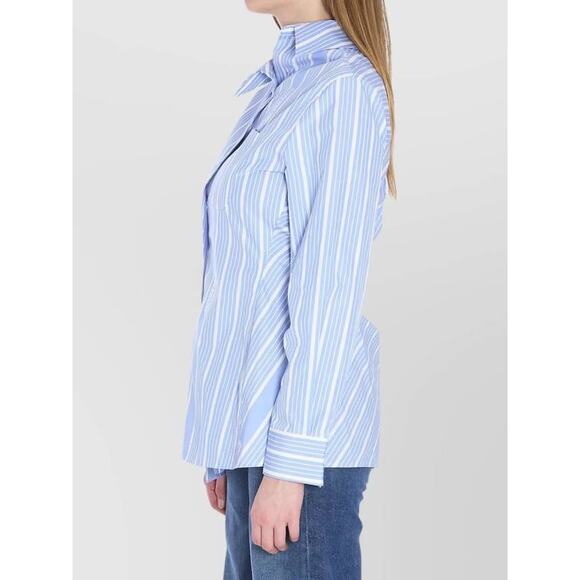 Jacquemus La Chemise Pablo Asymmetric Shirt in Blue Stripe 36 US 4 - Picture 3 of 4
